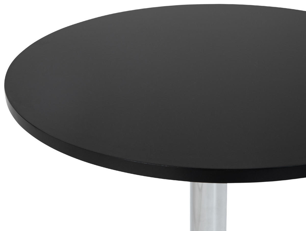 STEHTISCH rund 60 cm Holz schwarz - Chromfarben/Schwarz, Holz/Metall (60/60/85cm) - CLP