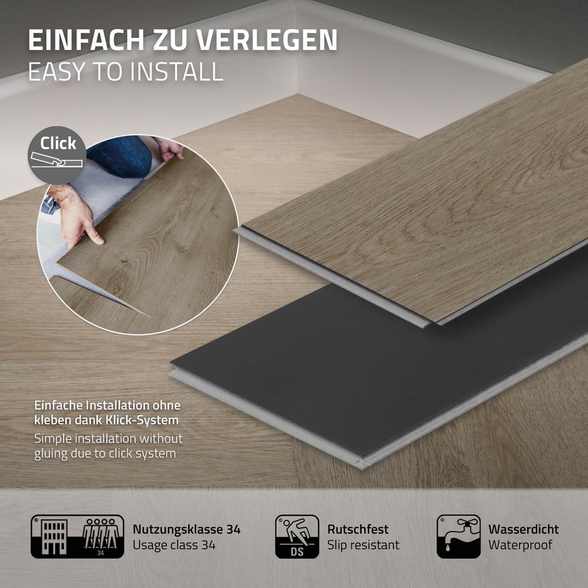 VINYLBODEN Click 3,12m²/40 Dielen Fischgrät Eiche Dunkel - Dunkelbraun, Kunststoff (12.8/61/0.42cm) - ML-DESIGN