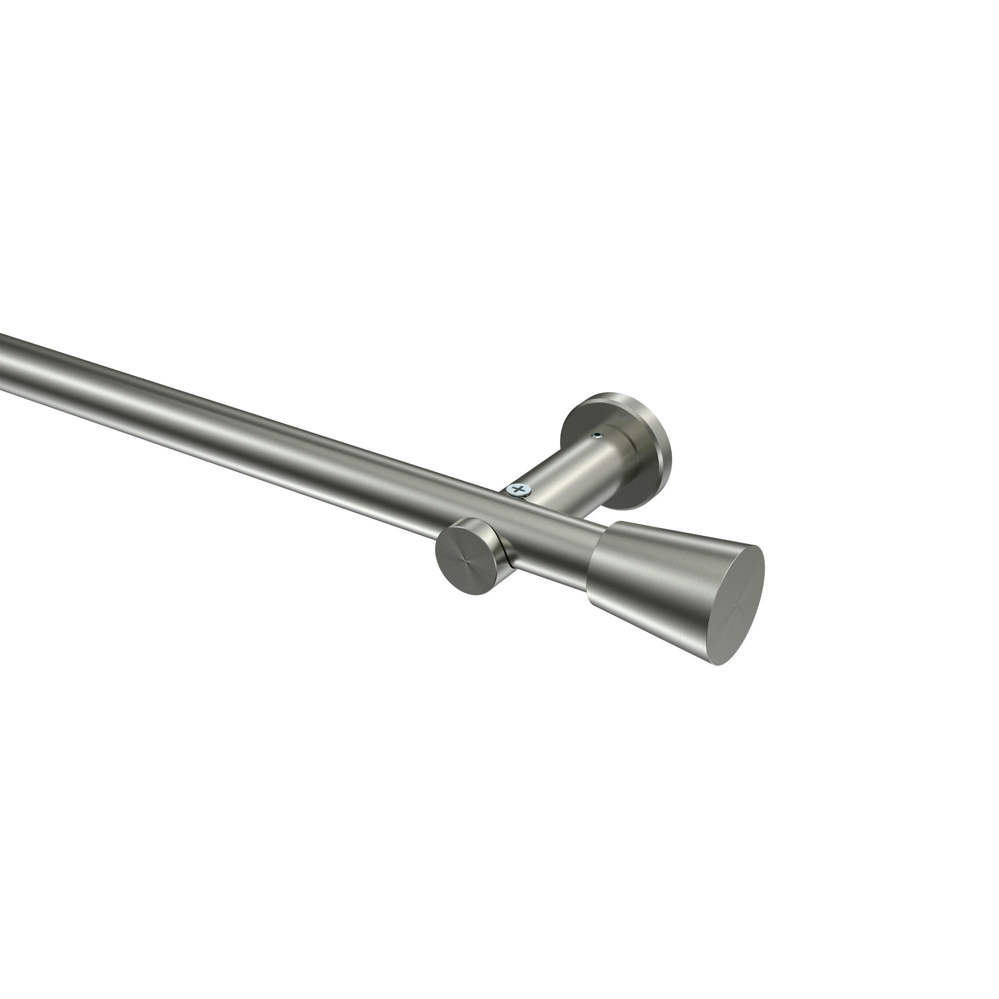 GARDINENSTANGEN-SET Platon Sitra 200 cm, 1-läufig (ohne Ringe), 20 mm Ø Edelstahl-Optik - Edelstahlfarben, Metall (200cm) - INTERDECO
