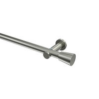 GARDINENSTANGEN-SET Platon Sitra 160 cm, 1-läufig (ohne Ringe), 20 mm Ø Edelstahl-Optik - Edelstahlfarben, Metall (160cm) - INTERDECO
