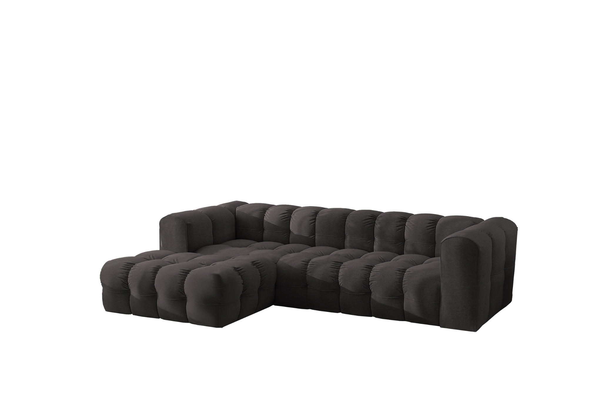 ECKSOFA L-form BALOO L, Chenille-Stoff Moly, Schwarz, Links - Schwarz, Holz (280/193cm) - Kaiser Möbel