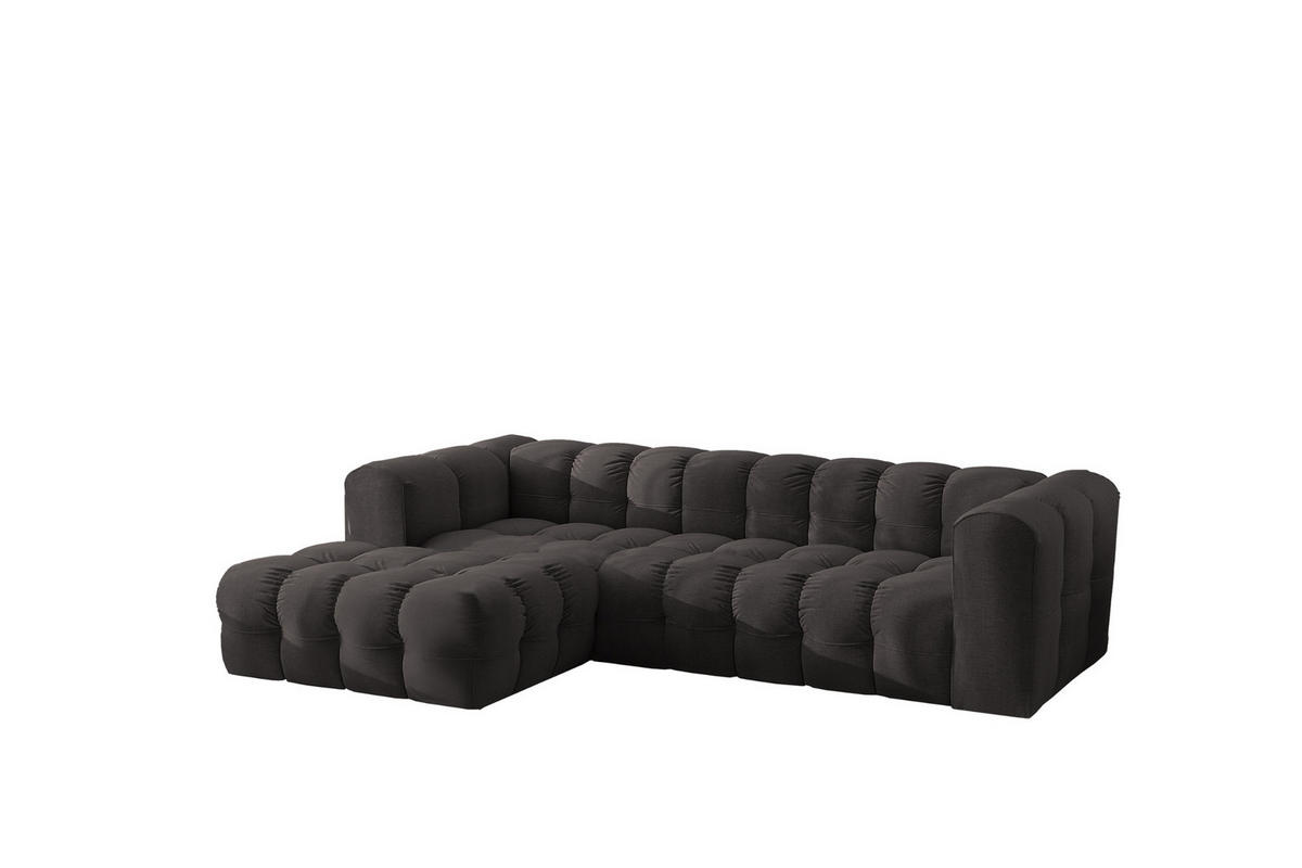 ECKSOFA L-form BALOO L, Chenille-Stoff Moly, Schwarz, Links - Schwarz, Holz (280/193cm) - Kaiser Möbel