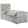 BOXBETT ALDA 90/200 Hellgrau Velvet - H3 - Links Seite - Hellgrau, Holz/Textil (90/200cm) - MKS