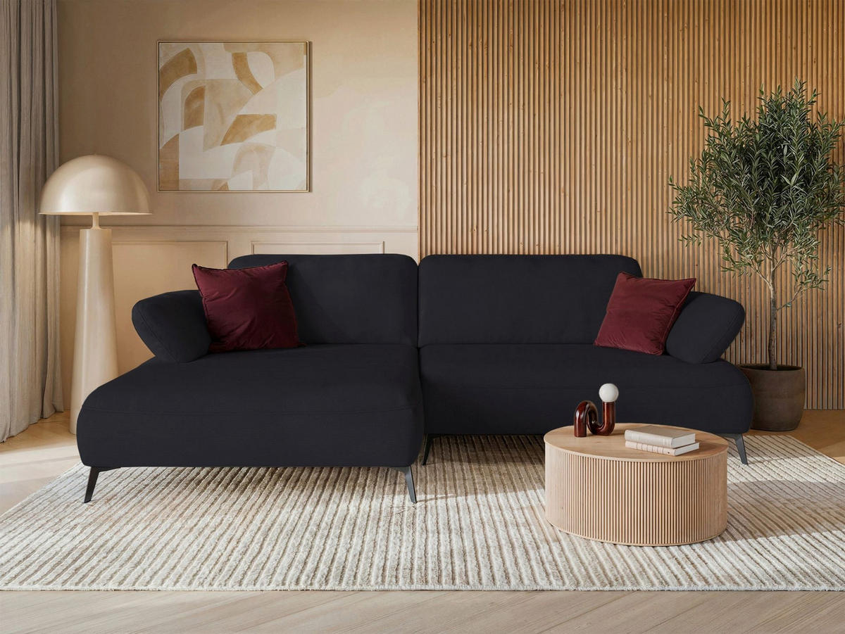 ECKSOFA Avolla Anthrazit links - Schwarz, Textil/Metall (284/186cm) - Selsey