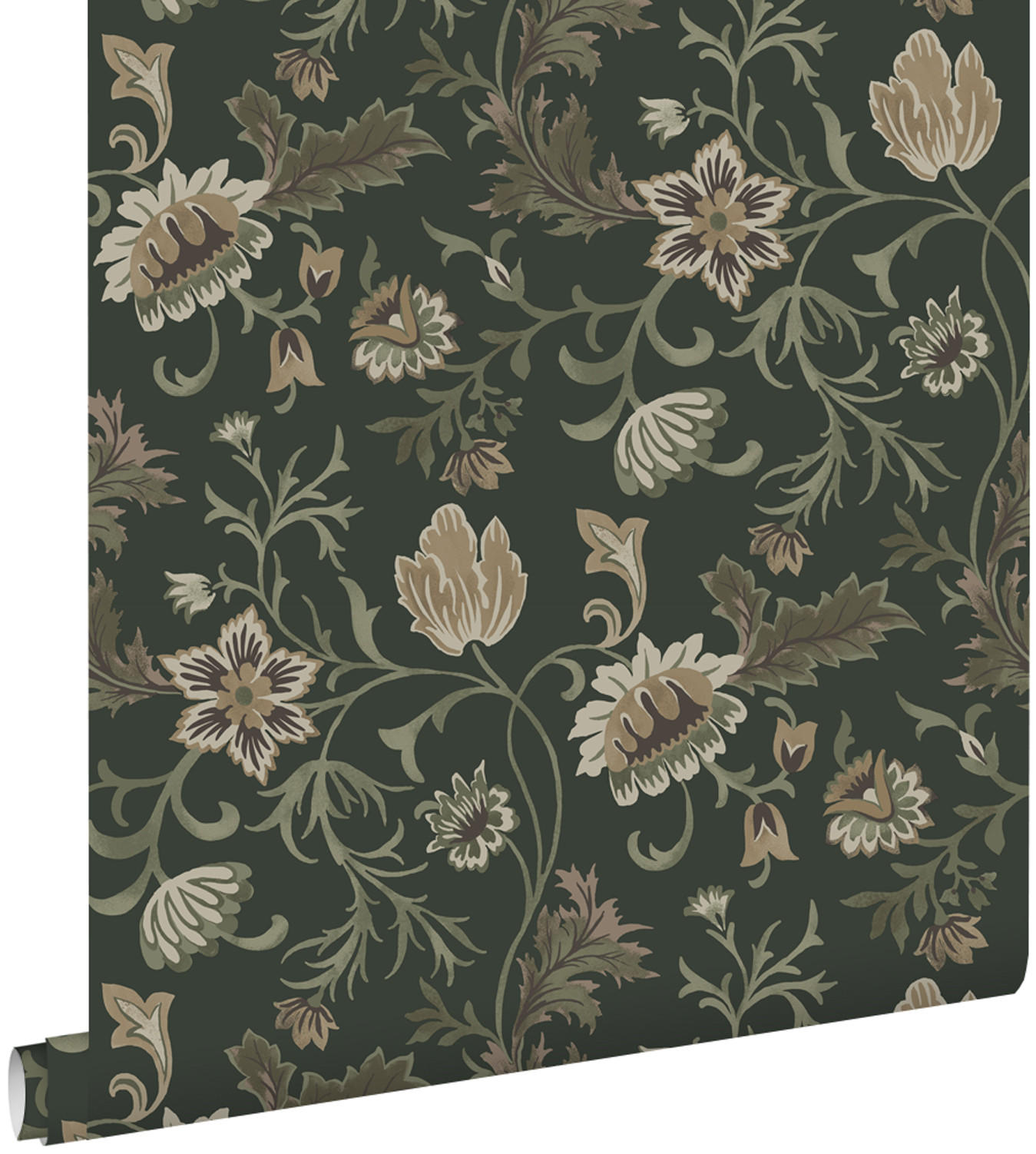 TAPETE Blumenmuster 53 cm x 10.05 m - Grün, Papier (53/1000cm) - ESTAhome
