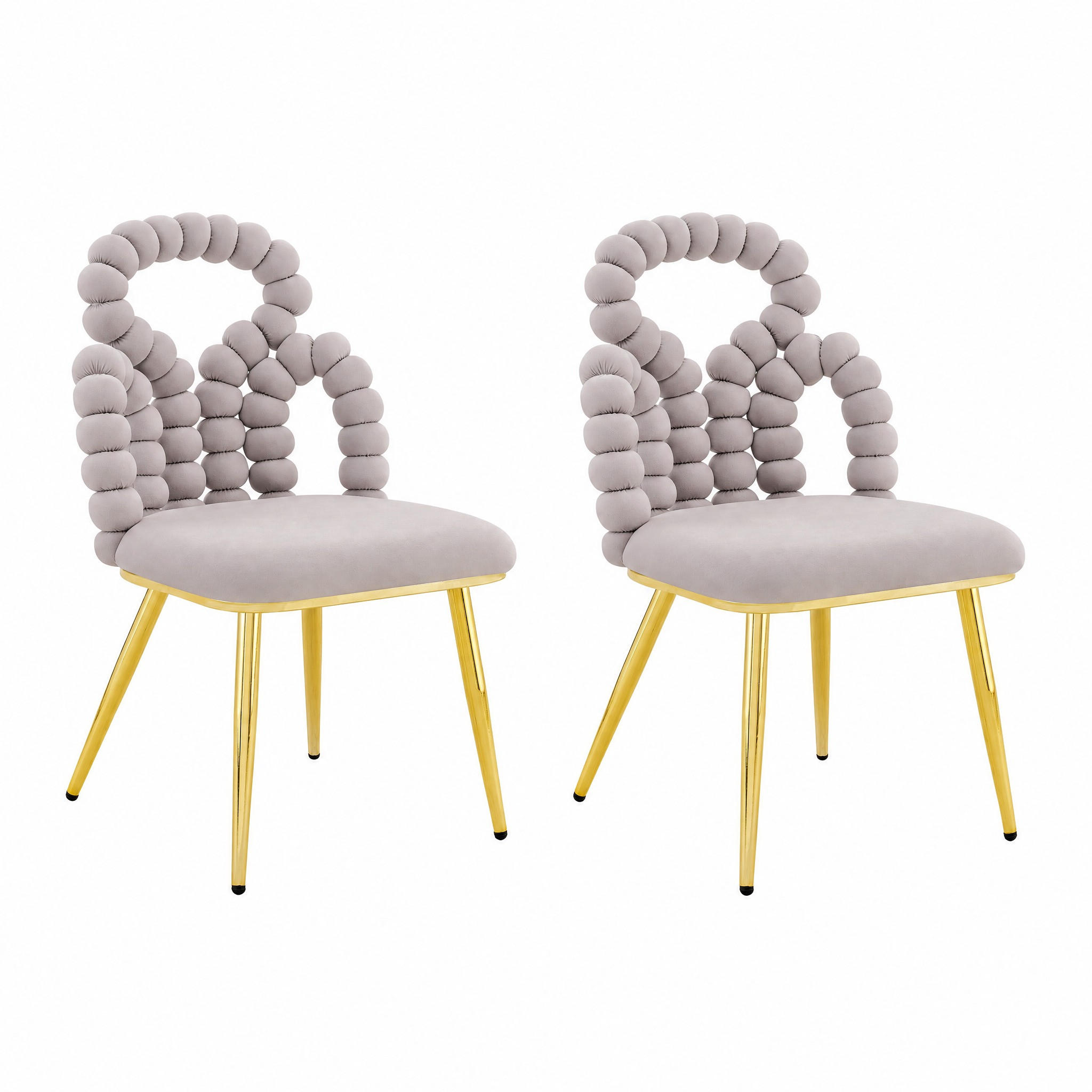 ESSZIMMERSTÜHLE 2er-Set Samt Light Gray mit Open-Back-Design - Hellgrau, Metall (50/86/48cm) - Meubliv