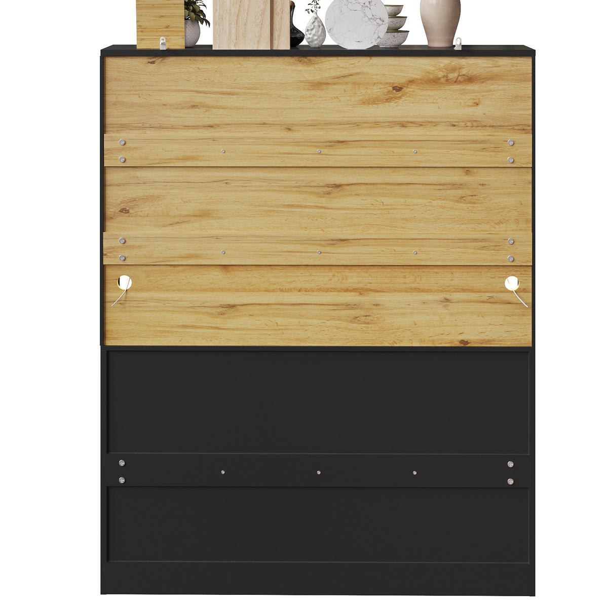 KÜCHENSCHRANK mit LED 140 x 40 x 175 cm MDF Schwarz - Schwarz, Holzwerkstoff (40/175/140cm) - Meubliv