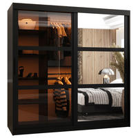 SCHWEBETÜRENSCHRANK 200/180/62 2-türig - Schwarz, Holz/Kunststoff (180/200/62cm) - Abiks Möbel