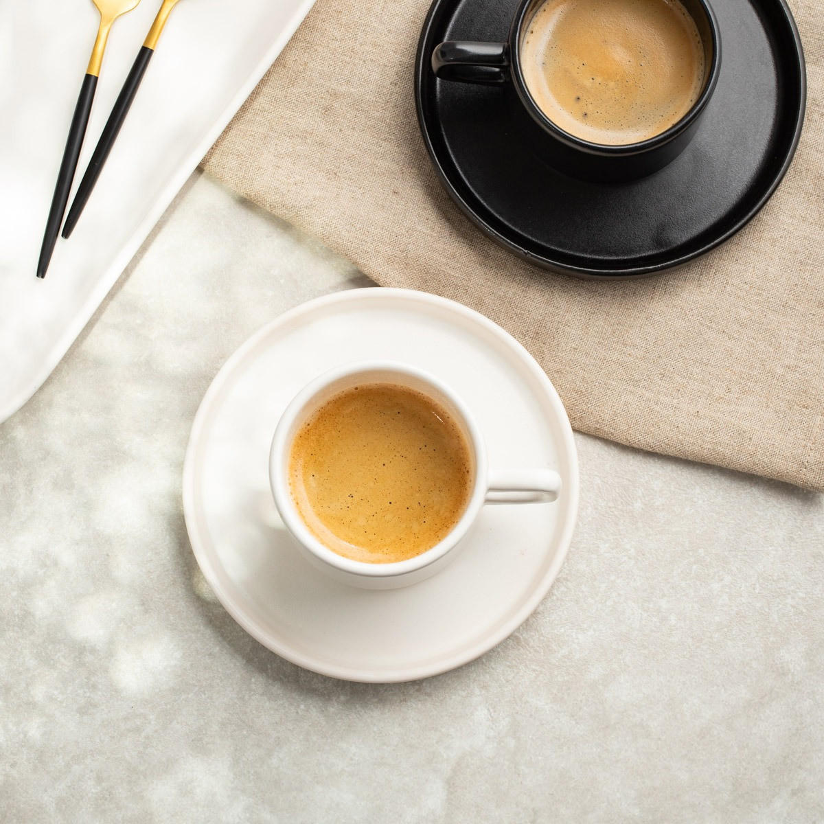 TASSE Famelio mit Untertasse weiß 0,2 l 6er-Set - Weiß, Keramik (0.2L) - Homla