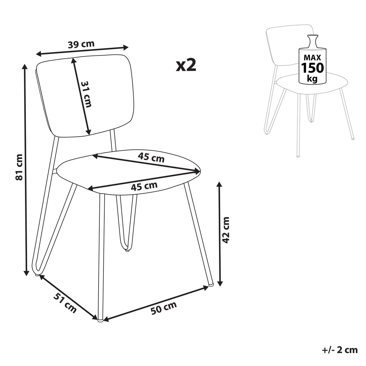 ESSZIMMERSTUHL 2er-Set Bouclé hellgrün Nelko - Schwarz/Grün, Textil (50/81/51cm) - Beliani