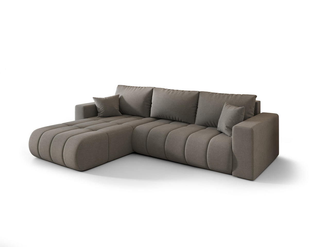 ECKSOFA ARDEN Samt Grau L - Links - Grau, Textil (175/280cm) - Luxkor24