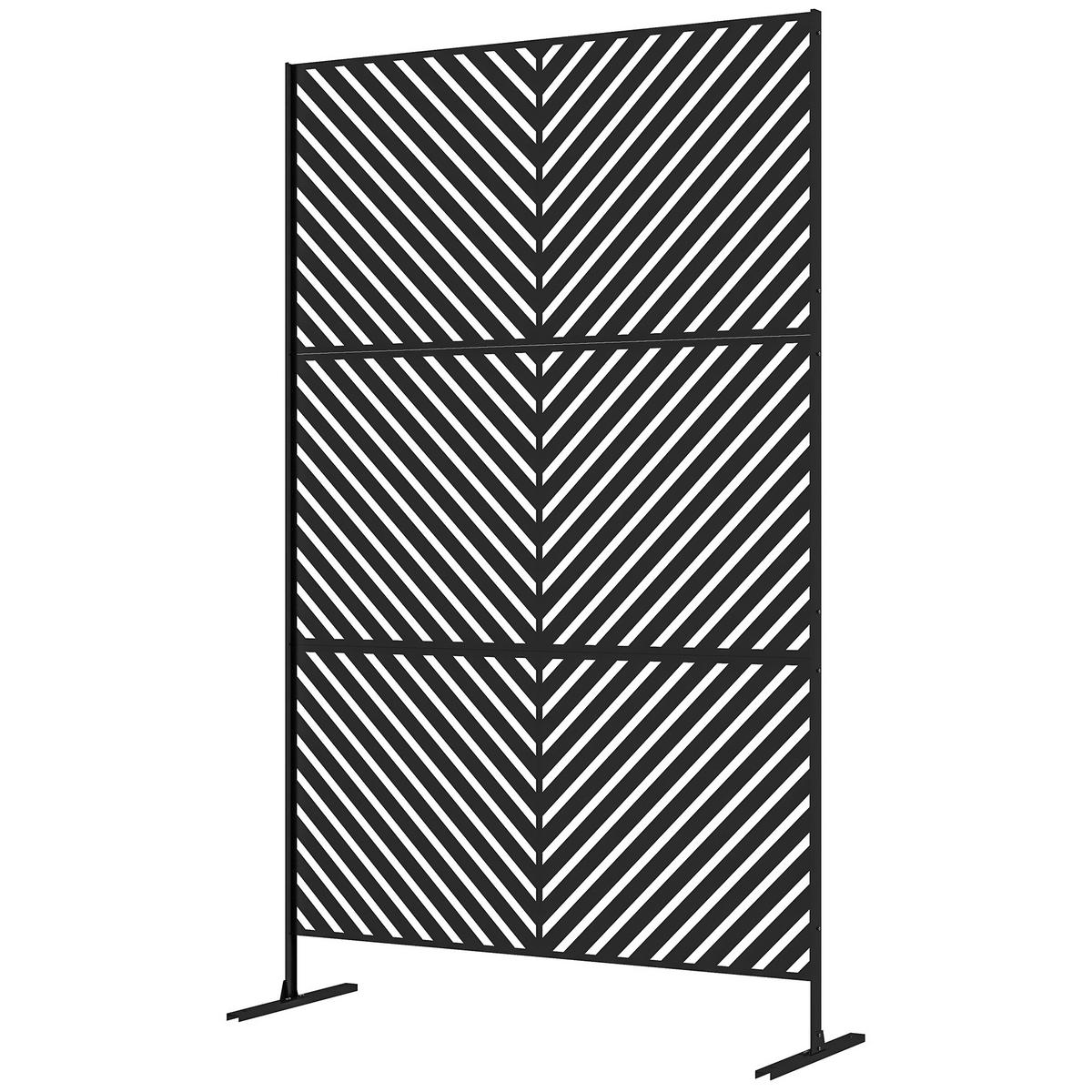 SICHTSCHUTZABTRENNUNG,METALL geometrische Formen 122x45x198cm,schwarz - Schwarz, Metall (122/198cm) - Vallsero