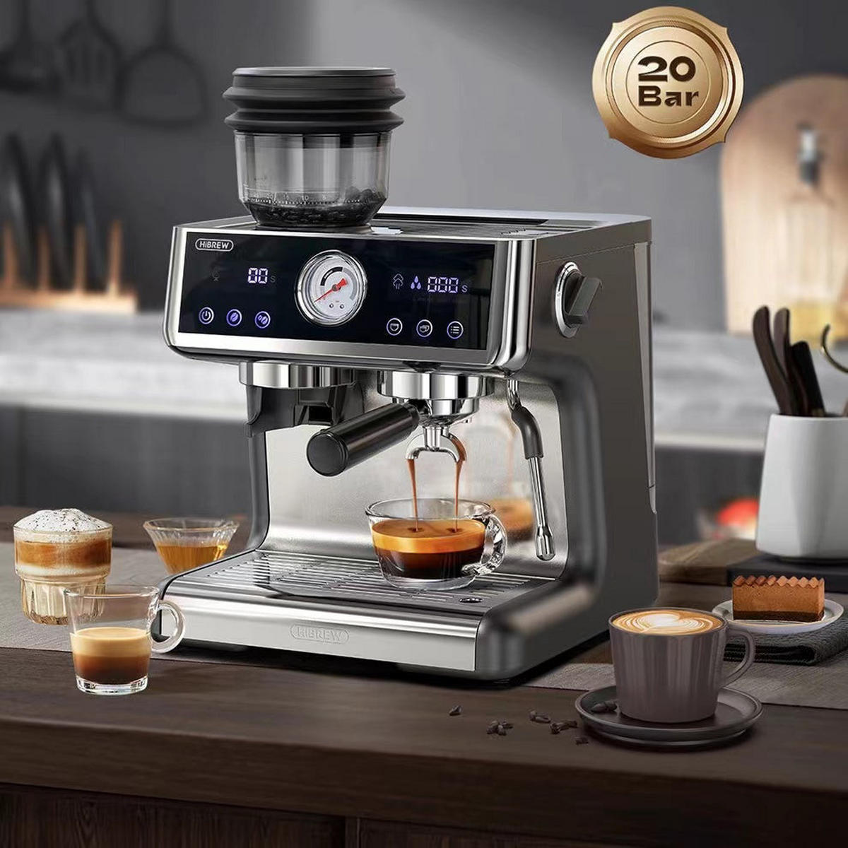 ESPRESSOMASCHINE Barista Pro mit Dual Boiler, 20 Bar und Siebträger-Komplettset - Silberfarben, Metall (40/41/40cm) - Korfee