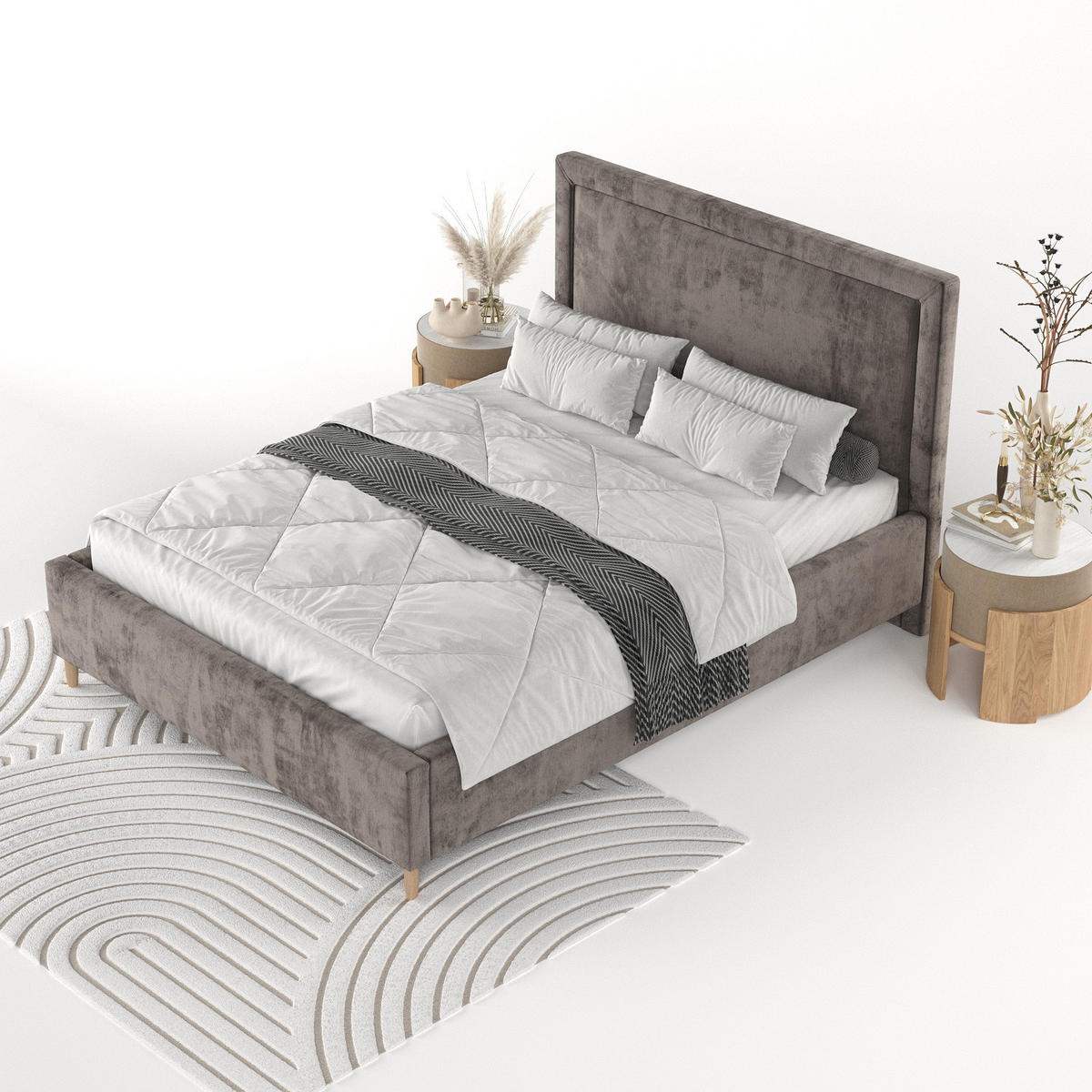 POLSTERBETT Vega 160/200 cm Braun im Lotta Stoff - Naturfarben/Braun, Holz/Holzwerkstoff (160/200cm) - AltaBeds