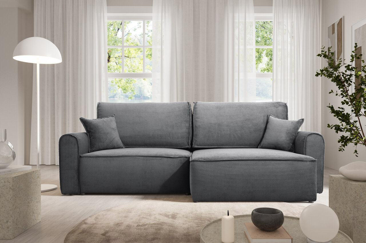 ECKSOFA mit Schlaffunktion Grau Anthrazit - Anthrazit, Textil (244/148cm) - Furnisell