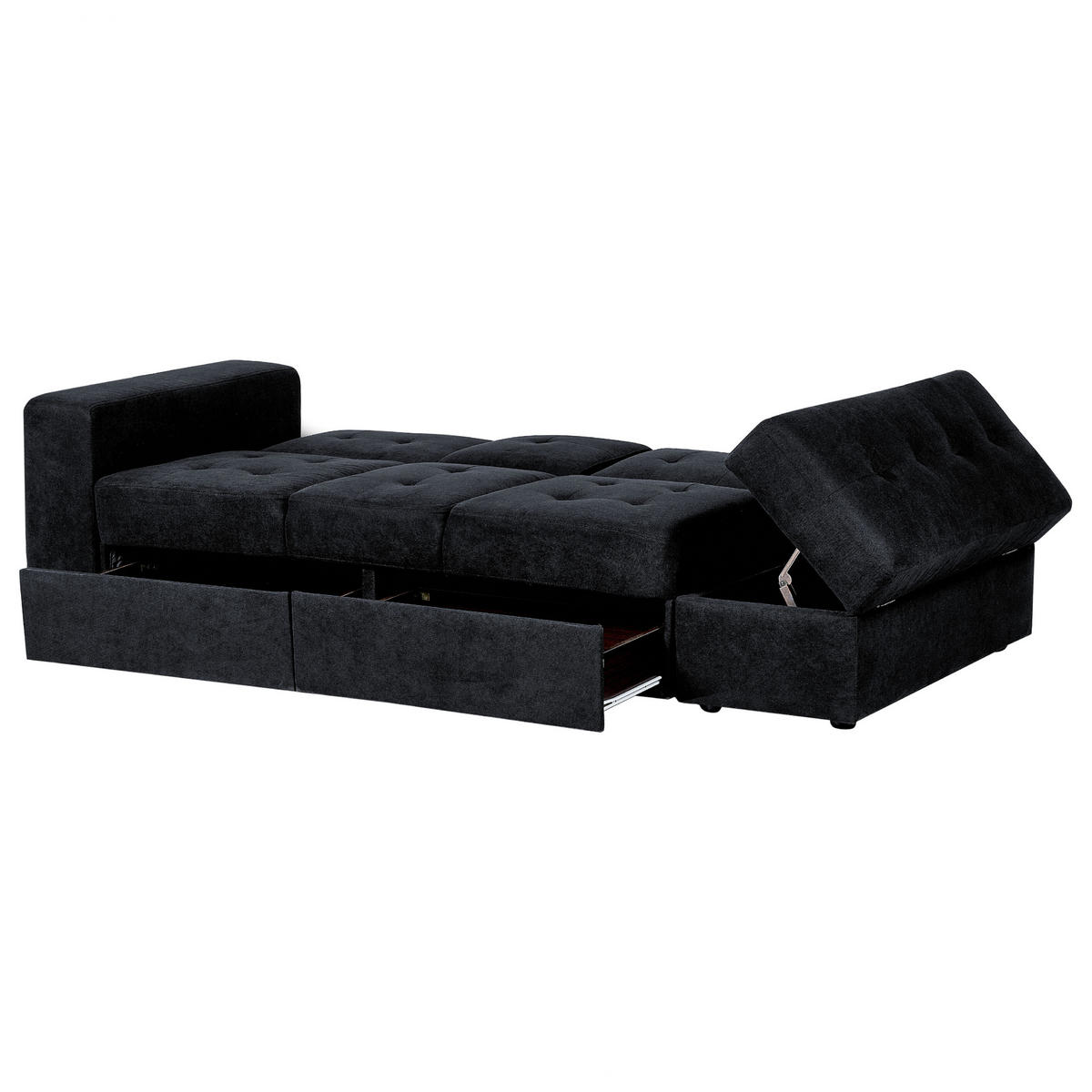 3-SITZER-SCHLAFSOFA Polsterbezug Schwarz Falster - Schwarz, Textil (210/75/94cm) - Beliani