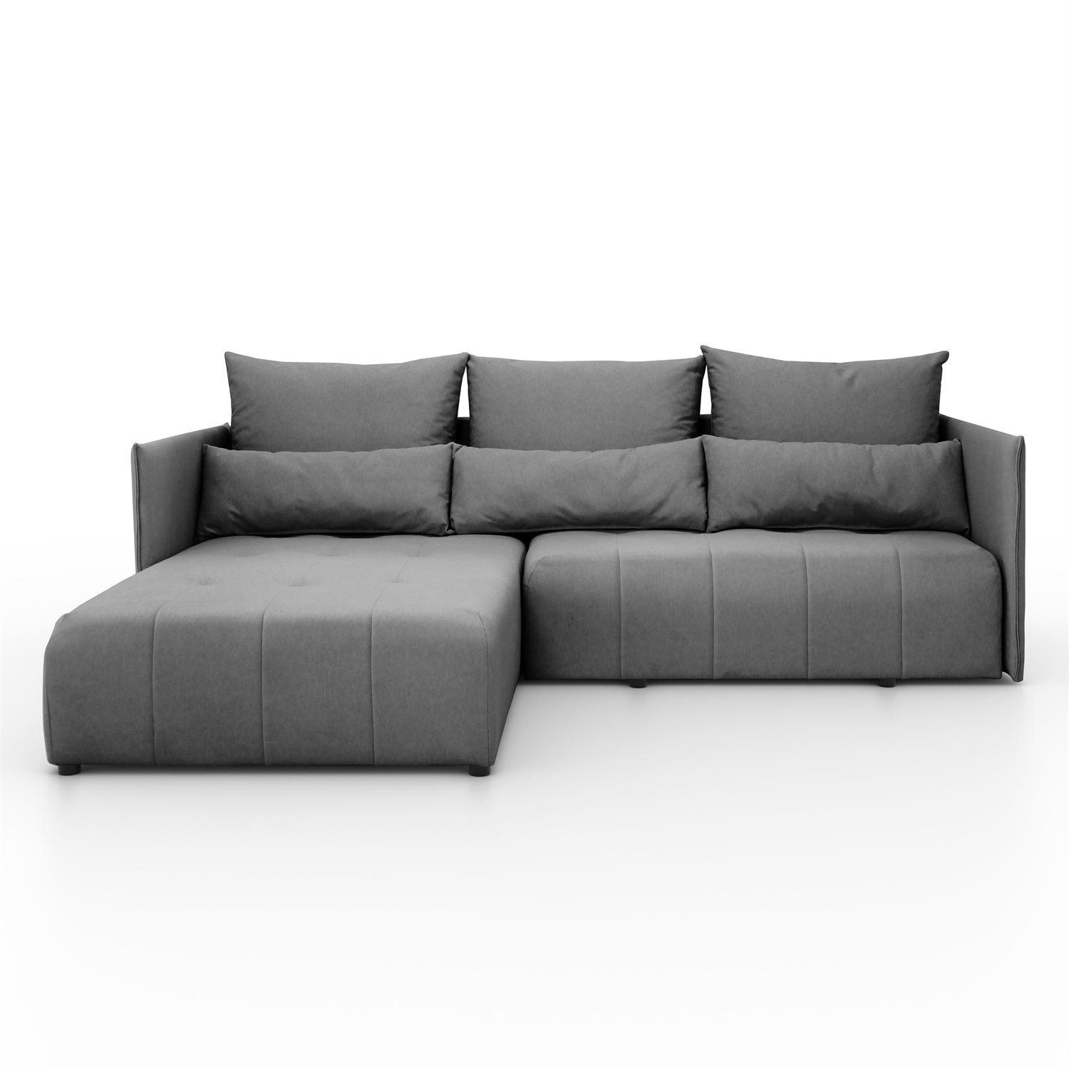 ECKSOFA APOLLO L mit Schlaffunktion und Bettkasten – linke Seite - Graphitfarben, Textil (246/188cm) - Lookway