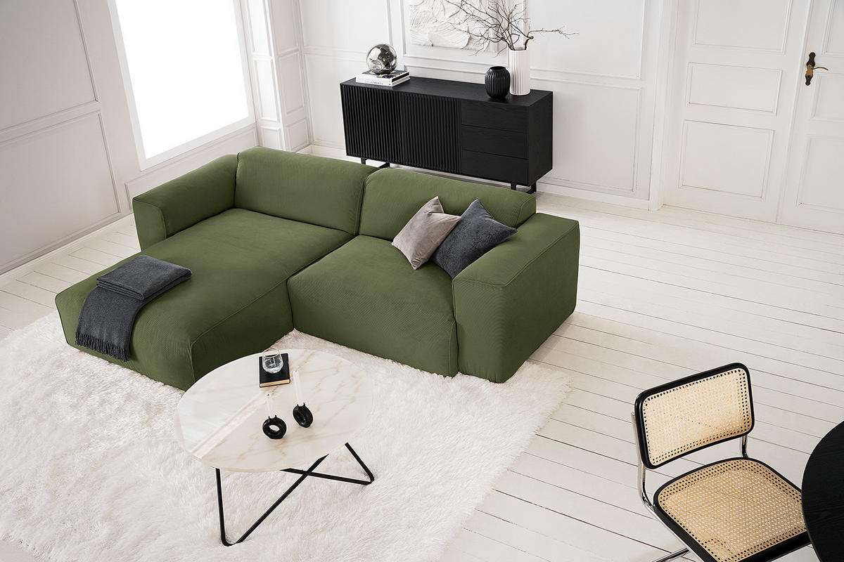 1,5-SITZER ECKSOFA mit Longchair - Dunkelgrün/Schwarz, Kunststoff/Textil (260/173cm) - home24