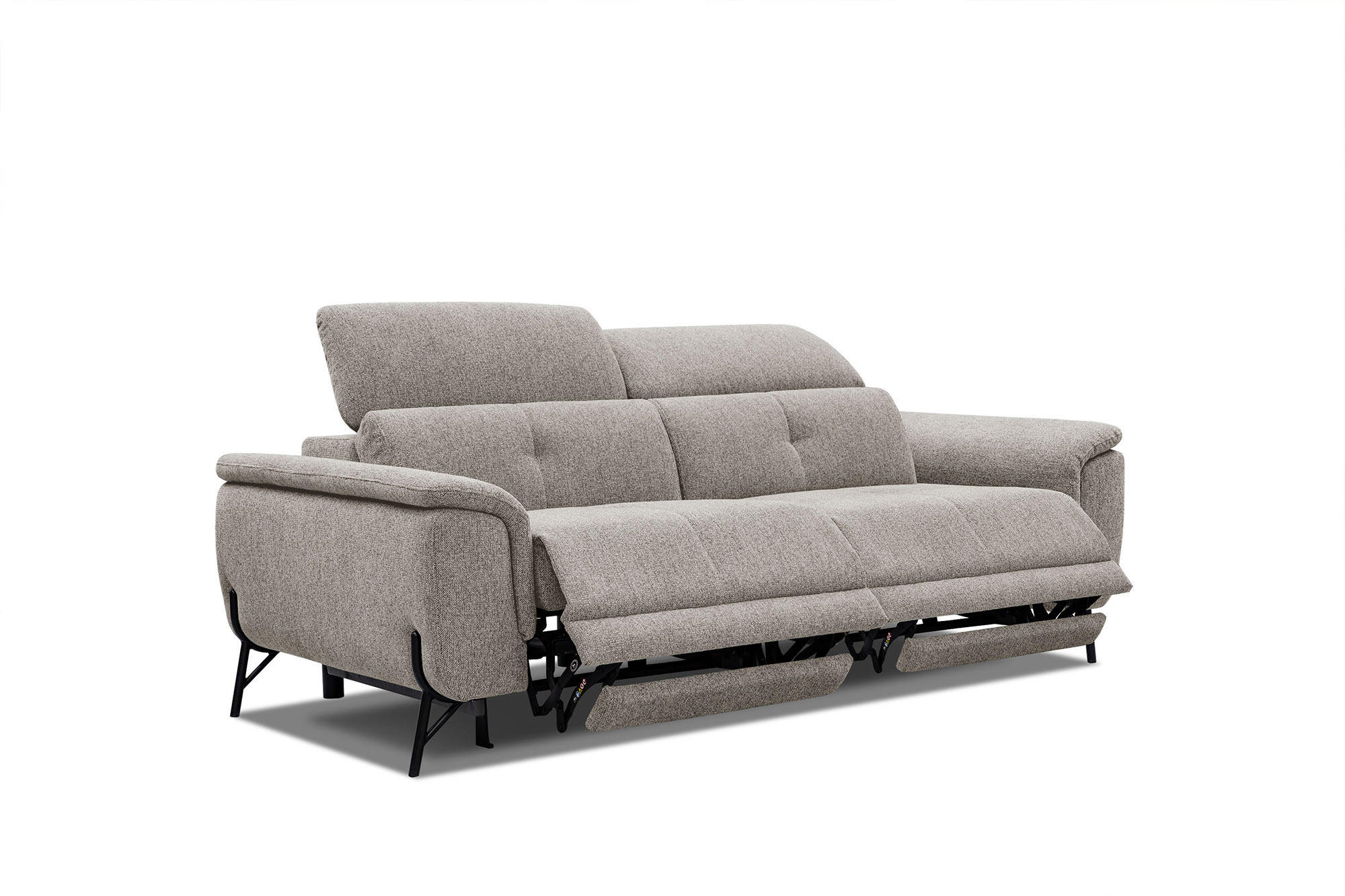 SOFA AVENA 3-Sitzer mit 2 Relaxfunktionen, taupe - Taupe, Holzwerkstoff/Textil (204/80/108cm) - Courtois Laville