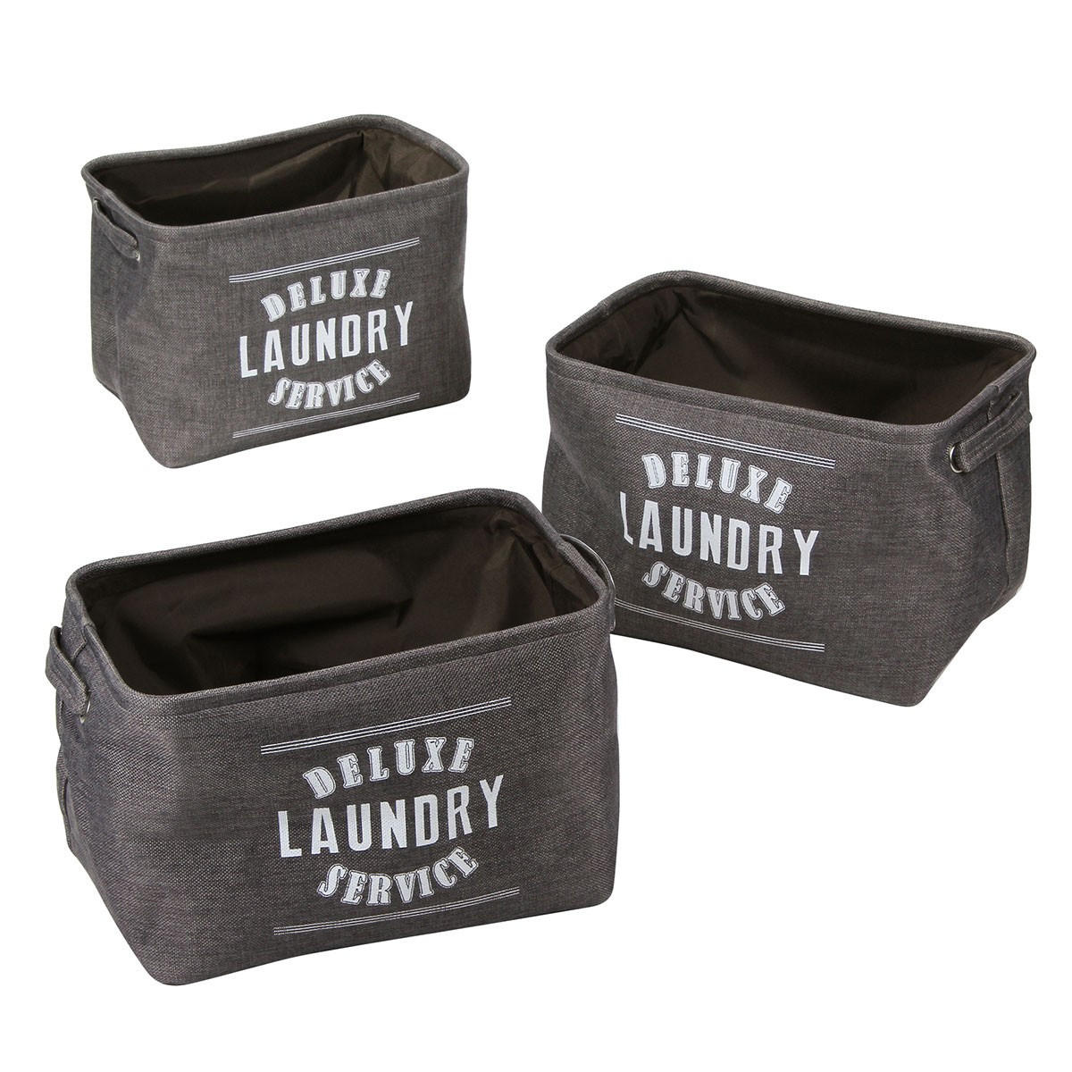 SET von 3 Wäschekörben aus grauem Stoff - 33/23/23 cm - Grau, Textil (33/23/23cm) - Calicosy