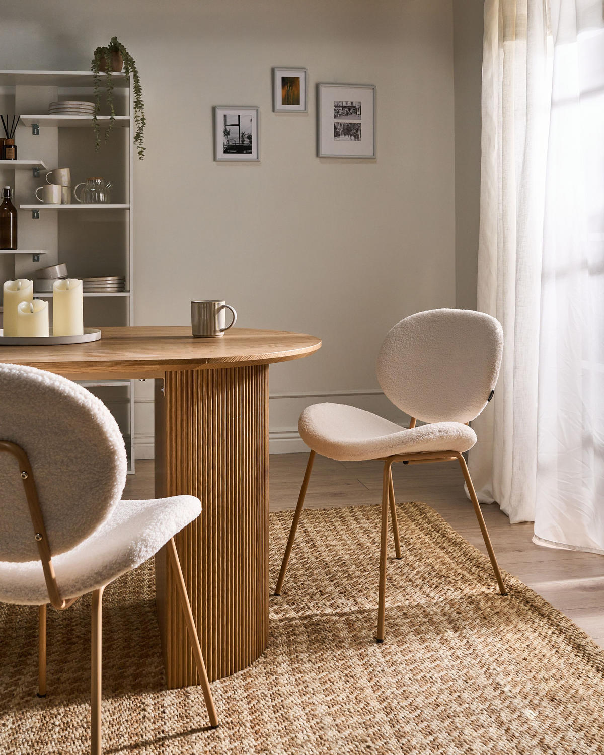 ESSZIMMERSTUHL 2er-Set Hellbraun/Weiß Luana - Hellbraun/Weiß, Textil (50/80/52cm) - Beliani