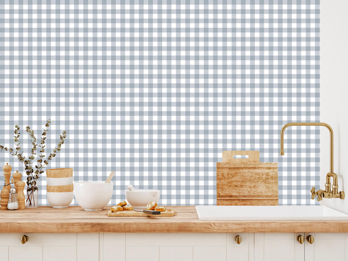 VLIESTAPETE Minimalistisches Karomuster – Grau, Weiß – 50x1000 cm - Weiß/Grau, Papier (50/1000cm) - Muralo