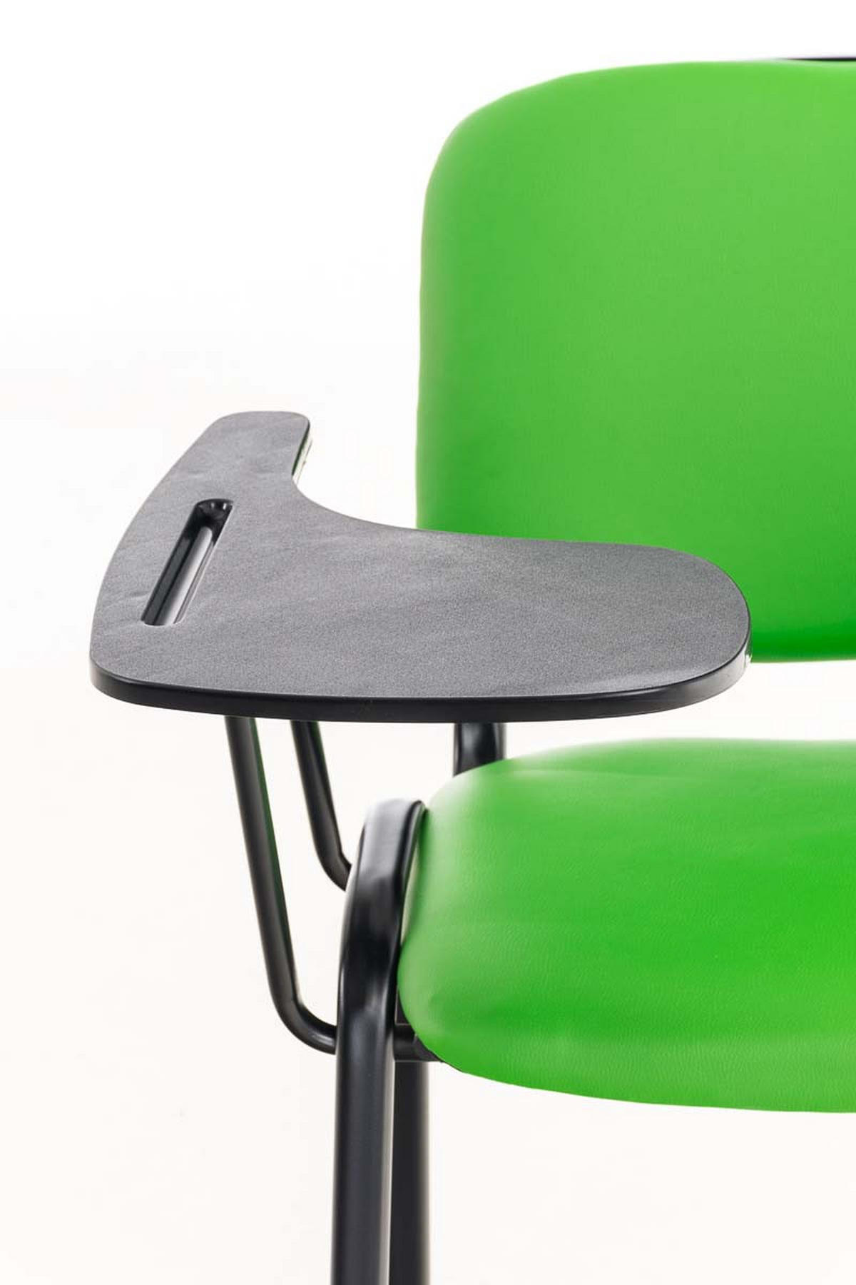 BESUCHERSTUHL Keen mit Klapptisch, Kunstleder mit Gestell Schwarz / Bezug Grün - Schwarz/Grün, Textil/Metall (53/81/53cm) - TPFLiving