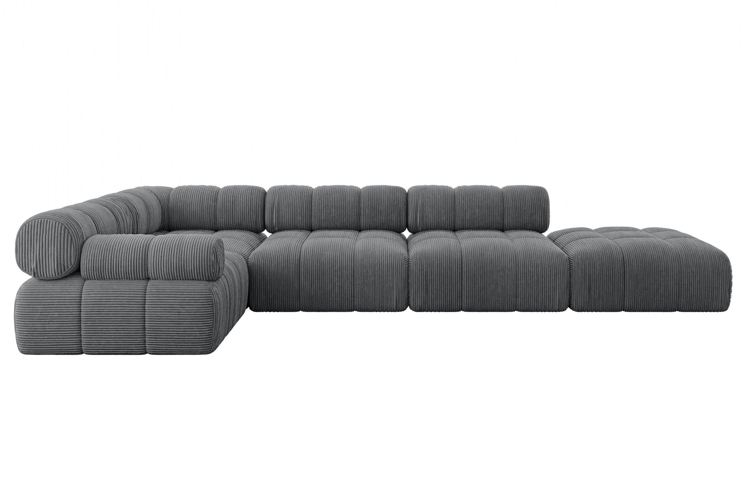 ECKSOFA modulares Sofa Felto-L2 - 380x190x70 cm Dunkelgrau Cord - Dunkelgrau, Holzwerkstoff/Textil (380/190cm) - ALTDECOR