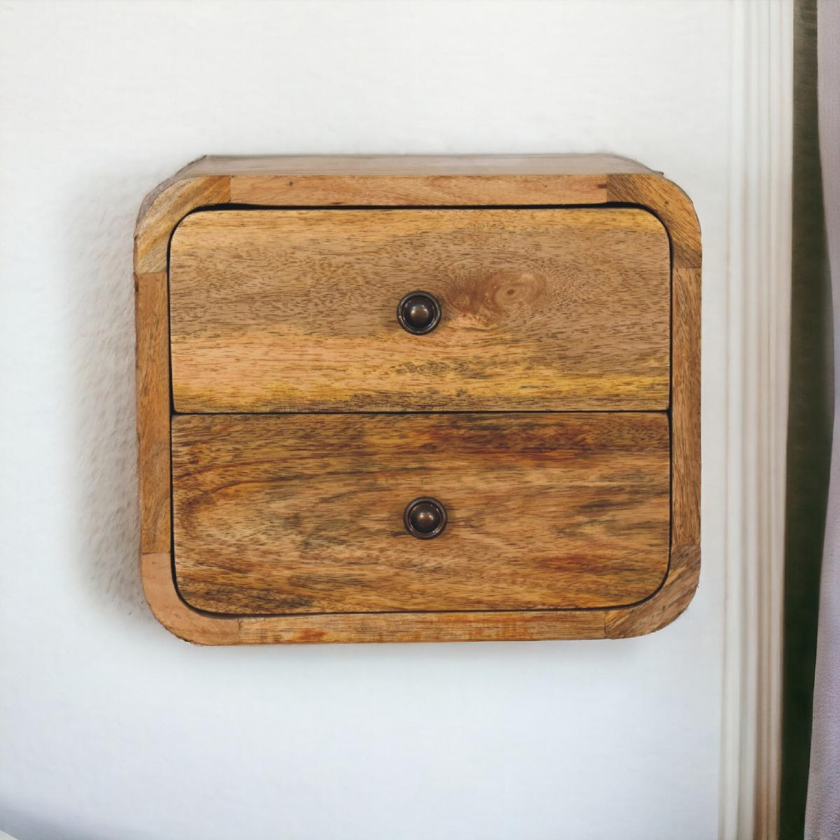 NACHTTISCH Mini aus massivem Mangoholz - Messingfarben/Braun, Holz/Metall (30/25/25cm) - Artisan Furniture