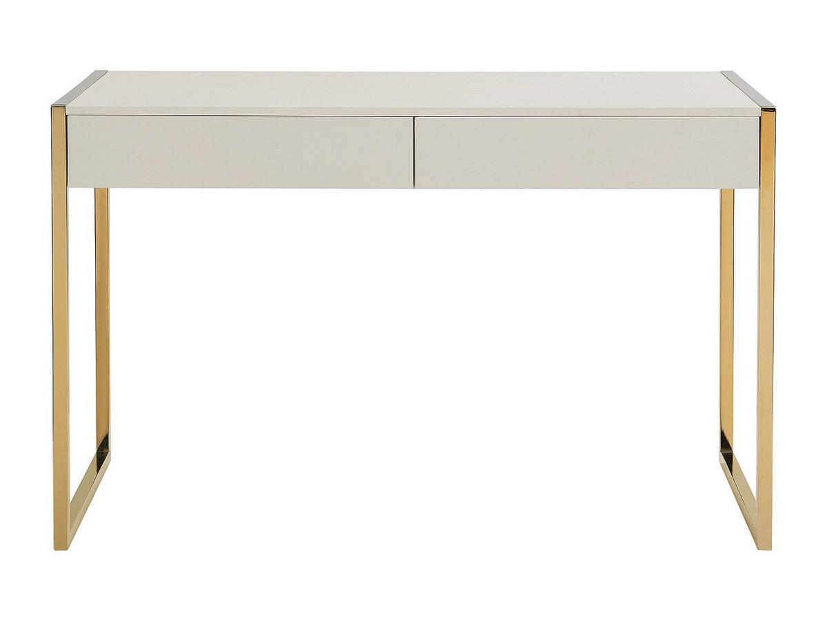 SCHREIBTISCH mit 2 Schubladen - MDF & Metall - Beige & Goldfarben - MASON - Beige, Holz (60/120/75cm) - Pascal Morabito