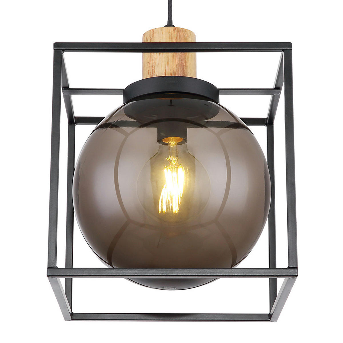 HÄNGELEUCHTE HILKO Schwarz Metall - Schwarz, Holz (28/28/120cm)