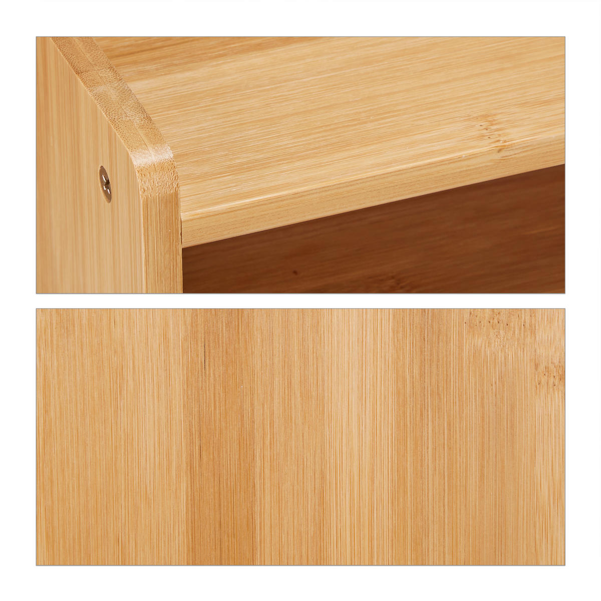 MONITORSTÄNDER Natur Bambus mit Schublade 70 cm - Hellbraun, Holz (19/70/13cm) - Relaxdays