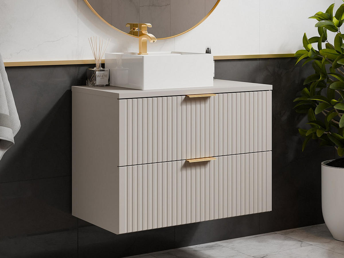EINZELWASCHTISCH - 80 cm x 46 cm - Holz, Platte - Beige - ZEVARA - Beige, Holz (80/57/46cm) - Vente-Unique