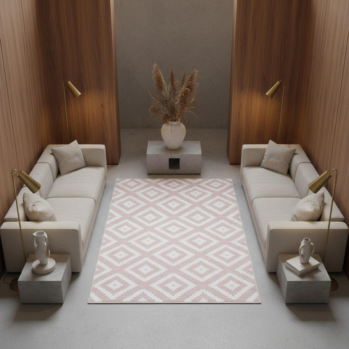 TEPPICH Wohnzimmer Geometrisch Pflegeleicht Waschbar OEKO-TEX Pink 280x370 cm Gekettelt Flur – INN - Rosa, Textil (280/370cm) - KADIMA DESIGN