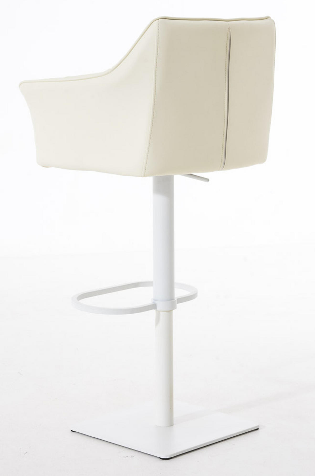BARHOCKER 2er Set Damaskus Kunstleder weiß creme - Naturfarben/Weiß, Textil/Metall (64/110/48cm) - TPFLiving
