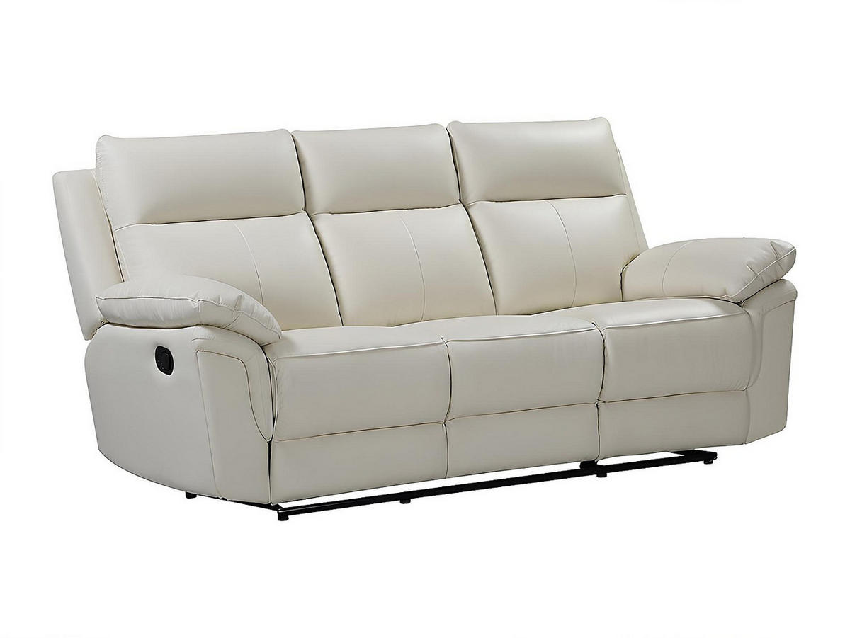 SOFAGARNITUR mit Relaxfunktion - 4 -Sitzer - Leder - elfenbeinfarben - PAKITA - Weiß, Leder (208/102/92cm) - Vente-Unique