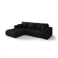 ECKSOFA LARA PREMIUM links schwarz Velours Monolith 97 - Schlaffunktion, Bettkasten - Schwarz, Textil (280/175cm) - Cornero