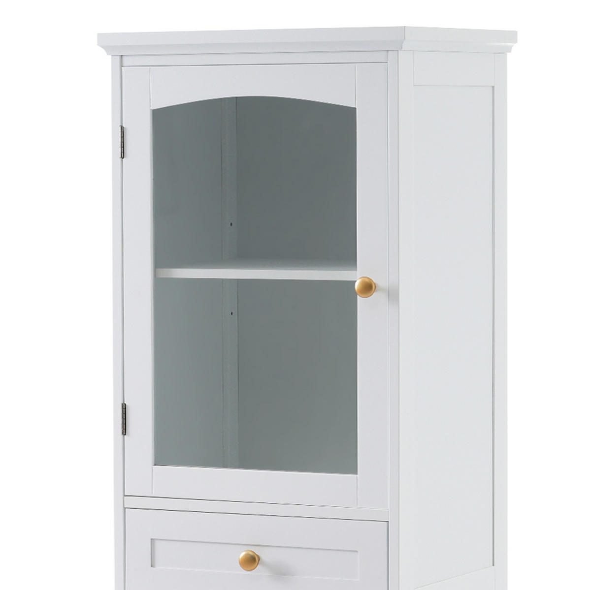 VITRINE 45/36/160 cm aus MDF und Glas mit 2 Schubladen und verstellbaren Einlegeböden Weiß - Weiß, Holzwerkstoff (45/160/36cm) - Modenvie