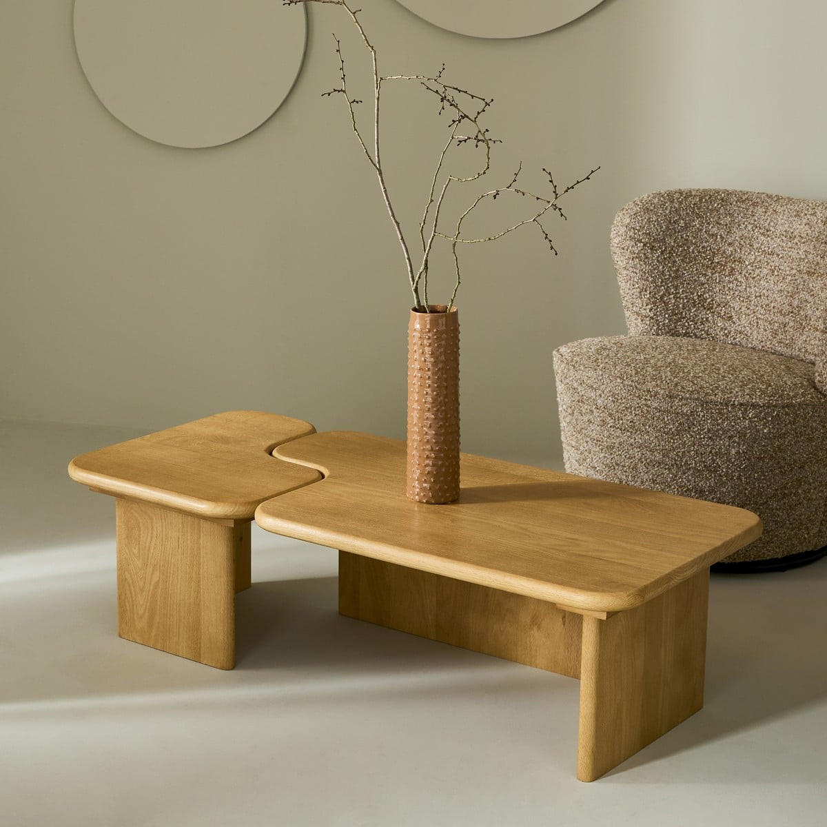 COUCHTISCHE Massivholz 35/96/45/55 cm - Eichefarben, Holz (60/96/55cm) - Signature