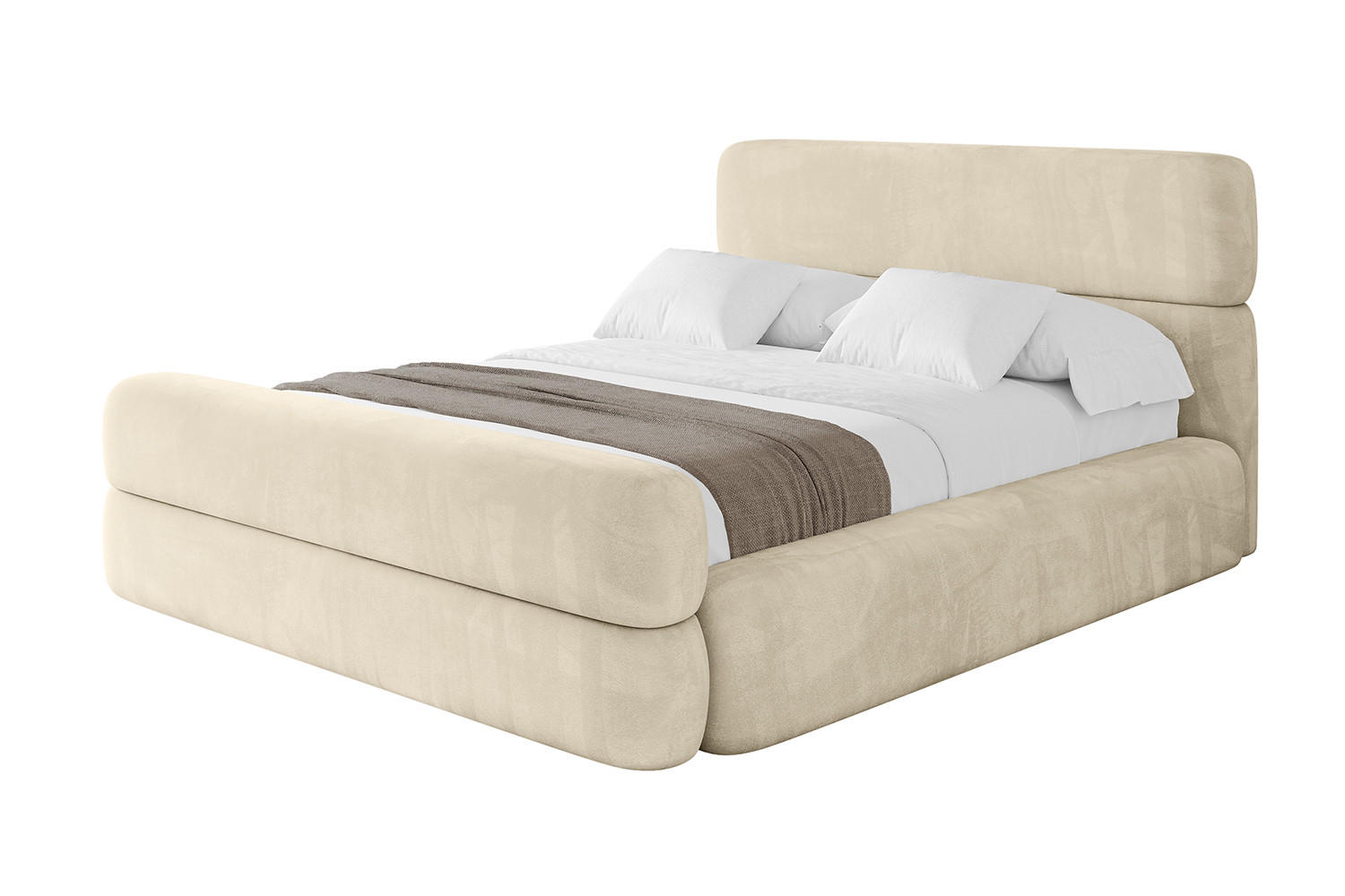 POLSTERBETT mit Bettkasten, Fußteil und Lattenrost, Boxbett ohne Matratze - ENORA-Z 180x200 Beige - Ecru, Holzwerkstoff/Textil (180/200cm) - ALTDECOR
