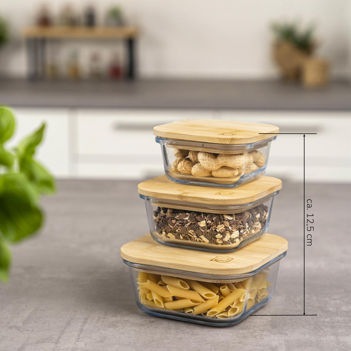 AUFBEWAHRUNGSDOSEN 3er-Set, weiß - Transparent, Glas (11/4/11cm) - eluno