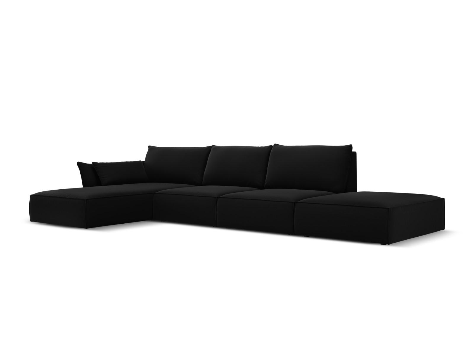 ECKSOFA links Kaelle aus Samt schwarz 5 Sitzplätze - Schwarz, Textil (171/364cm) - Micadoni