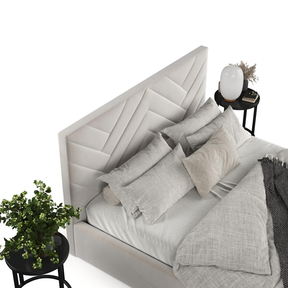 POLSTERBETT Arco 140/200 cm Hellbeige im Paros Stoff - Beige/Schwarz, Holz/Holzwerkstoff (140/200cm) - AltaBeds