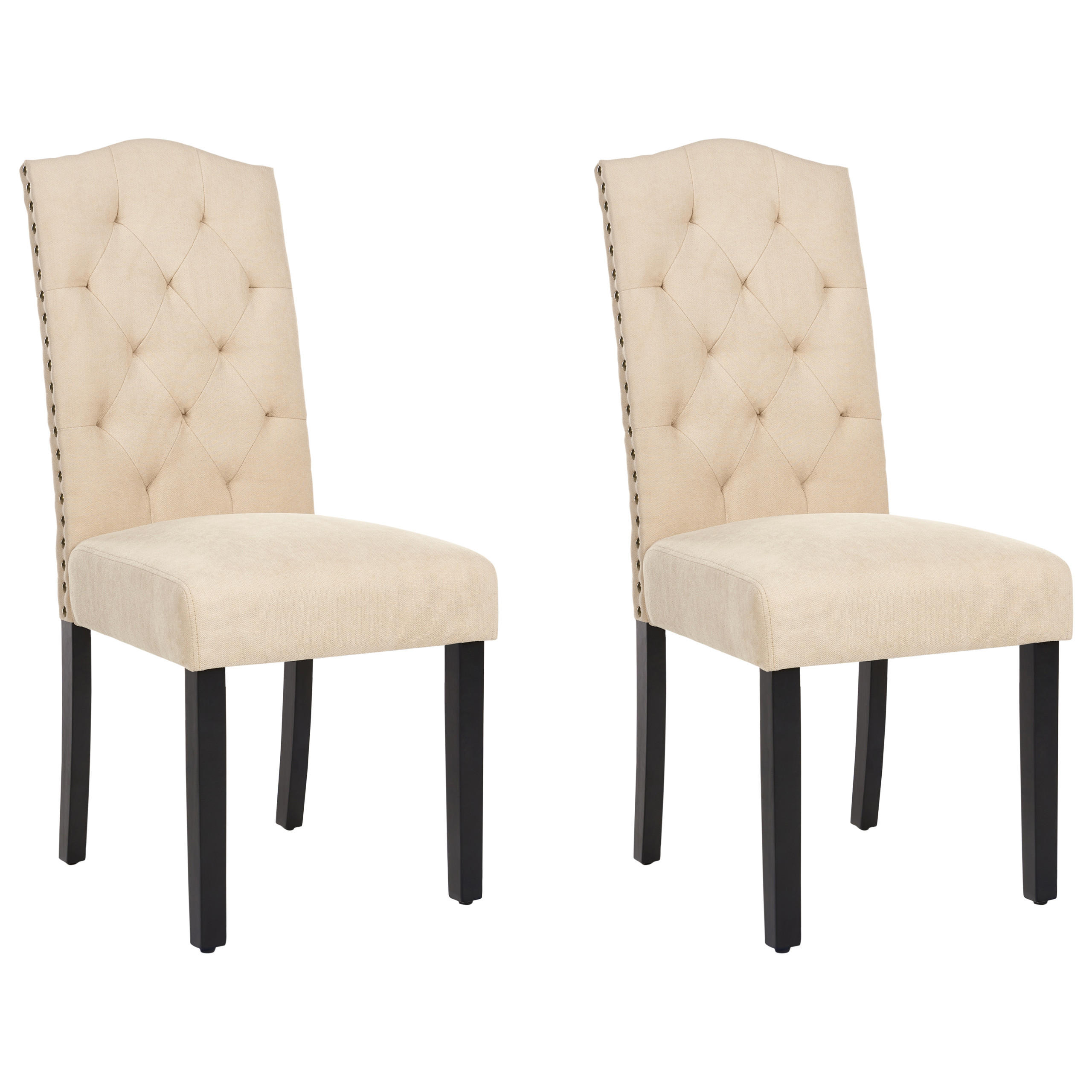 JÍDELNÍ ŽIDLE sada 2 ks čalounění Béžová Shirley - béžová, dřevo/textil (47/103/62cm) - Beliani