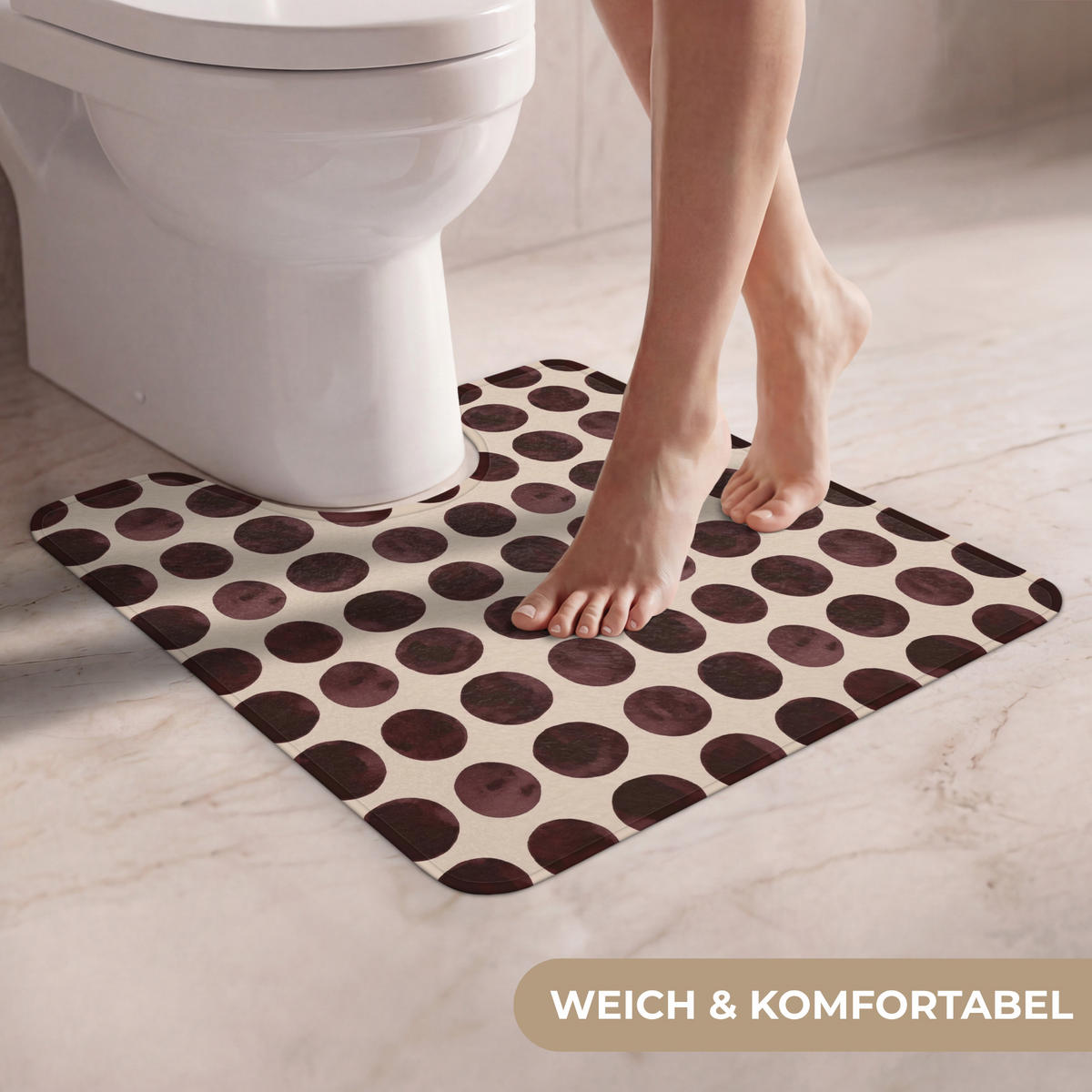 WC PŘEDLOŽKA Puntíky - Vzor - Hnědý 55x60 cm - bordeaux, textil/plast (55/1cm) - OnlyWow