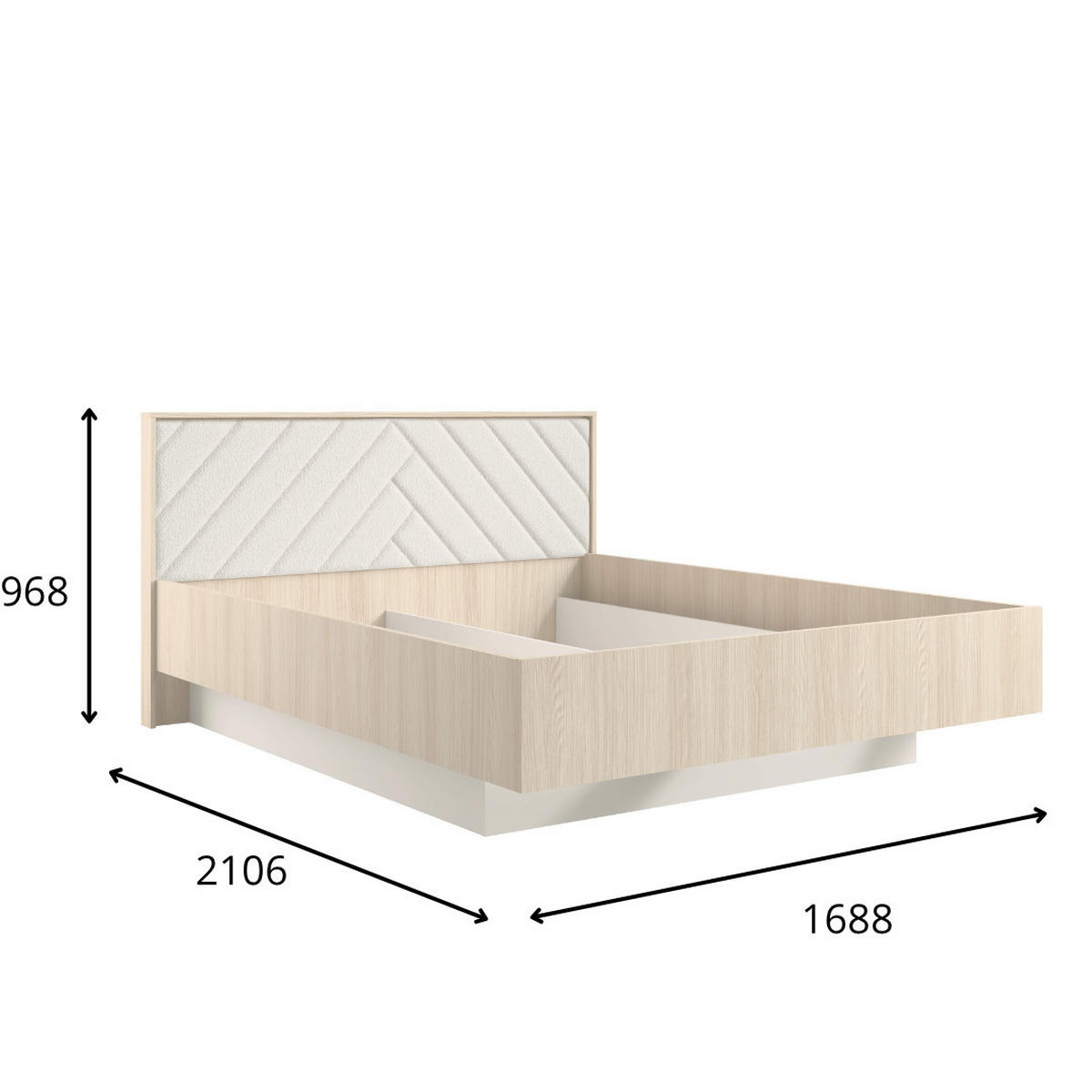 BETT VARENO – 160×200 cm mit Lattenrost,ohne Bettkasten Barista Eiche / Wüstensand - Eichefarben, Holzwerkstoff (160/200cm) - Milaros Markt