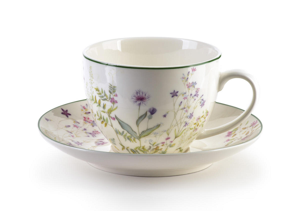 TASSE mit Untertasse Faccia Beige 15/15/8.5 cm Keramik - Beige, Keramik (0.25L) - Mondex