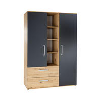 KLEIDERSCHRANK Alessio 2. türig - Anthrazit/Silberfarben, Holzwerkstoff/Kunststoff (130/188/51cm) - arthur berndt