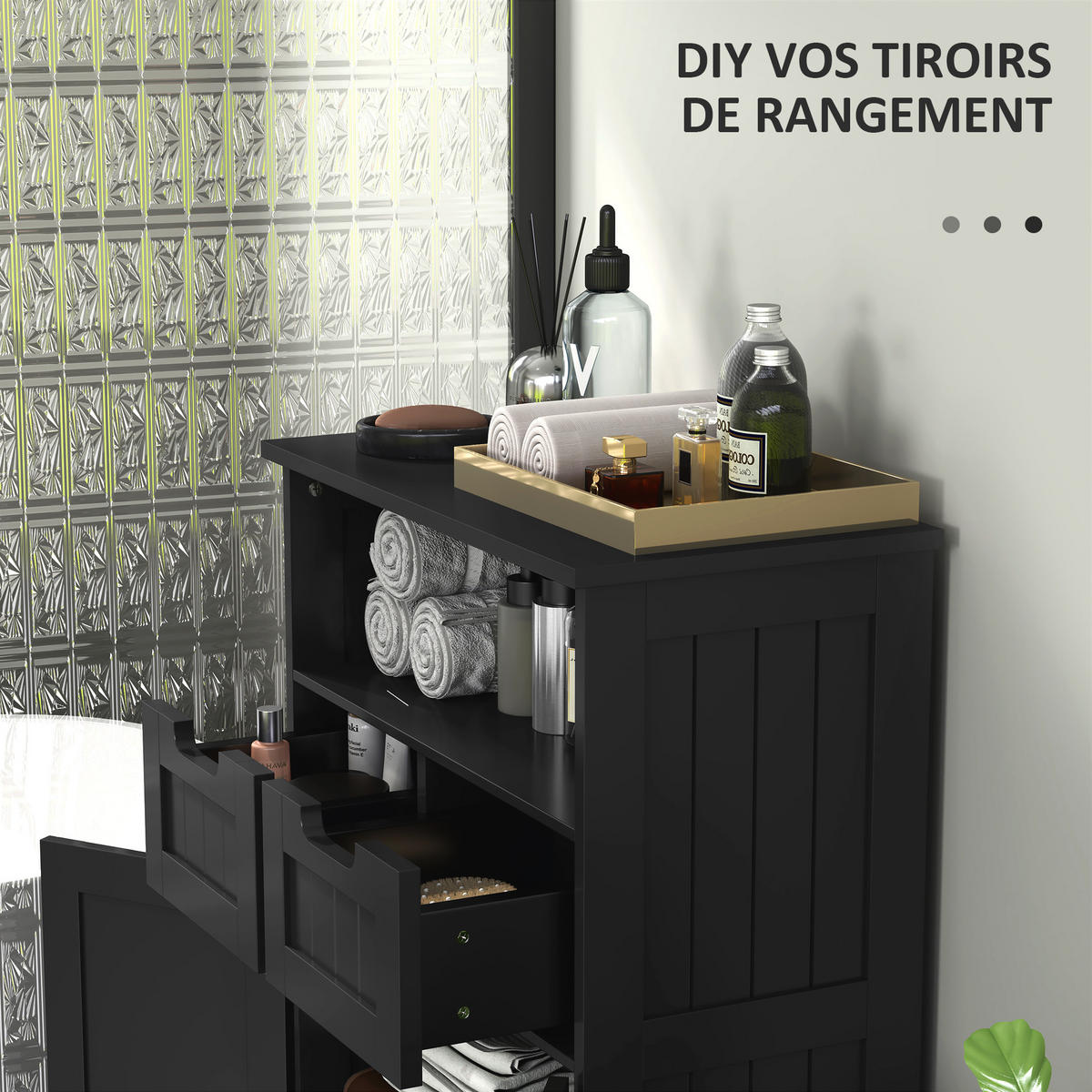 MIDISCHRANK DE-17328 Schwarz - Schwarz, Holzwerkstoff (30/108/60cm) - ComfortXL