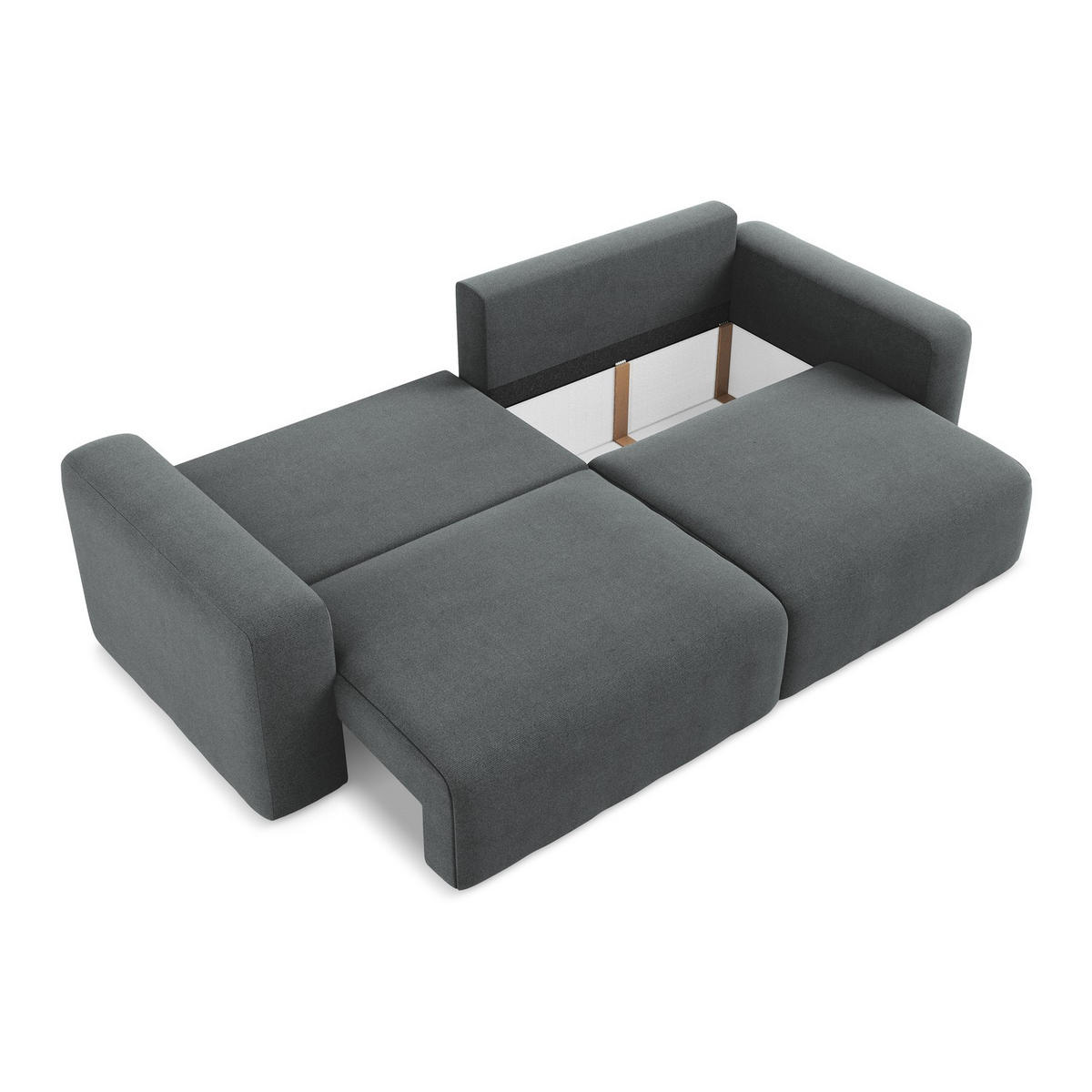 3-SITZER SOFA mit Schlaffunktion Strukturstoff Stoff Grau - Schwarz/Grau, Kunststoff/Textil (244/79/102cm) - LaMiaSofa